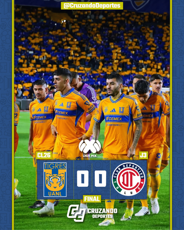 Tigres resiste con diez y frena al campeón Toluca en el Volcán