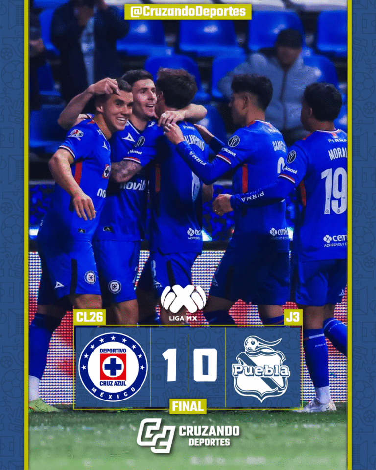 Cruz Azul rompe la racha y vence por la mínima a Puebla en el Cuauhtémoc