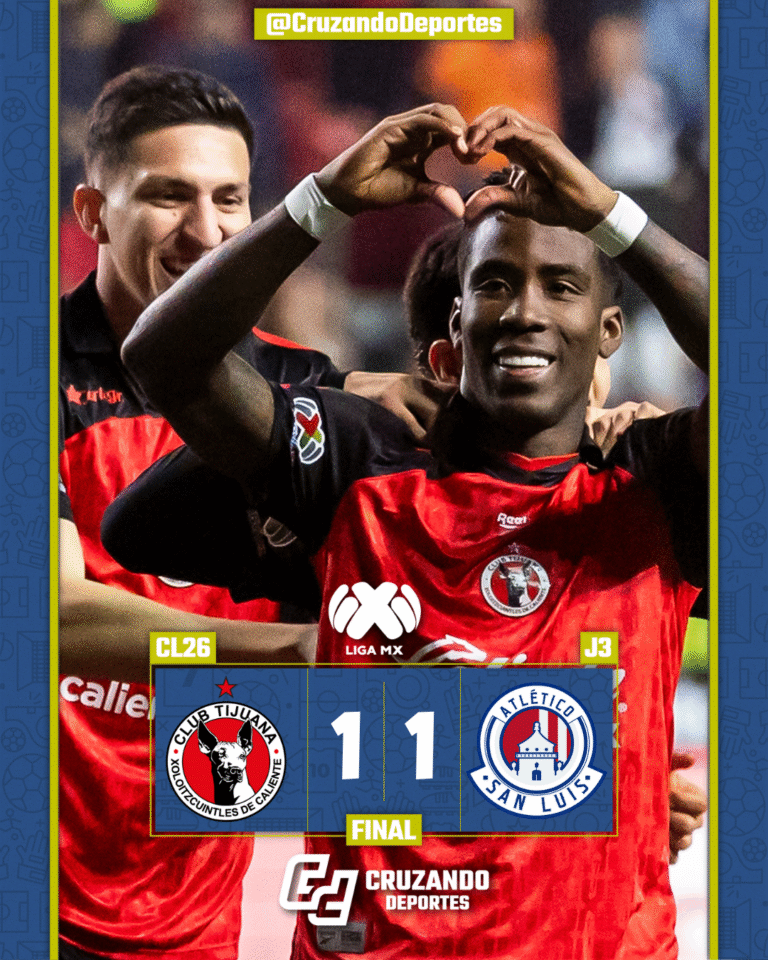 San Luis rescata el empate en el último suspiro ante Xolos en el Caliente
