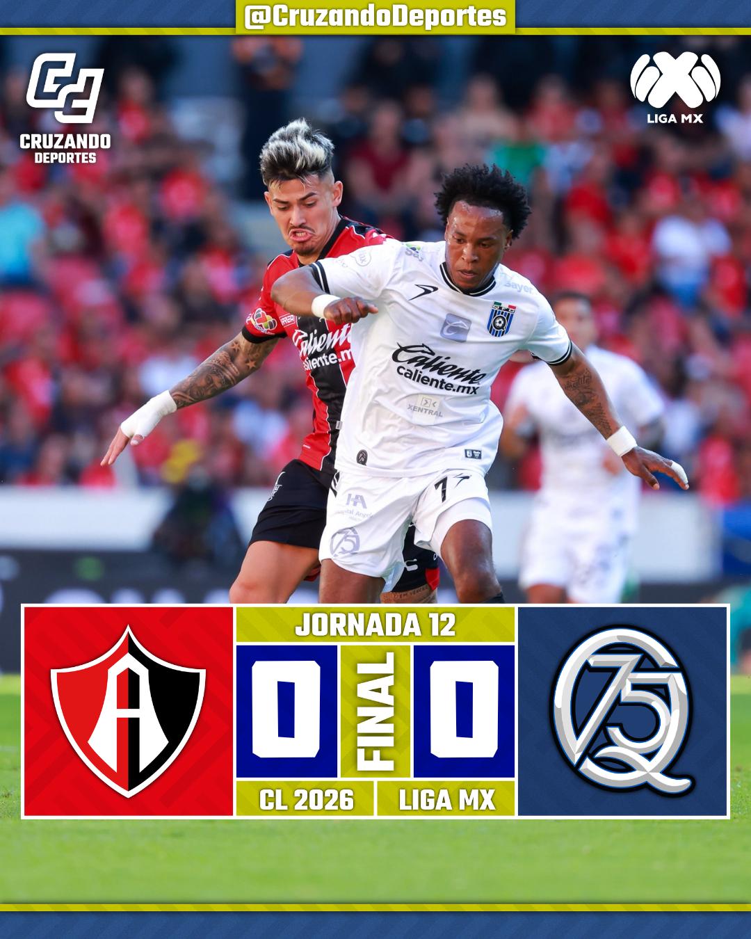 Atlas y Querétaro empatan sin goles en un duelo cerrado en el Jalisco