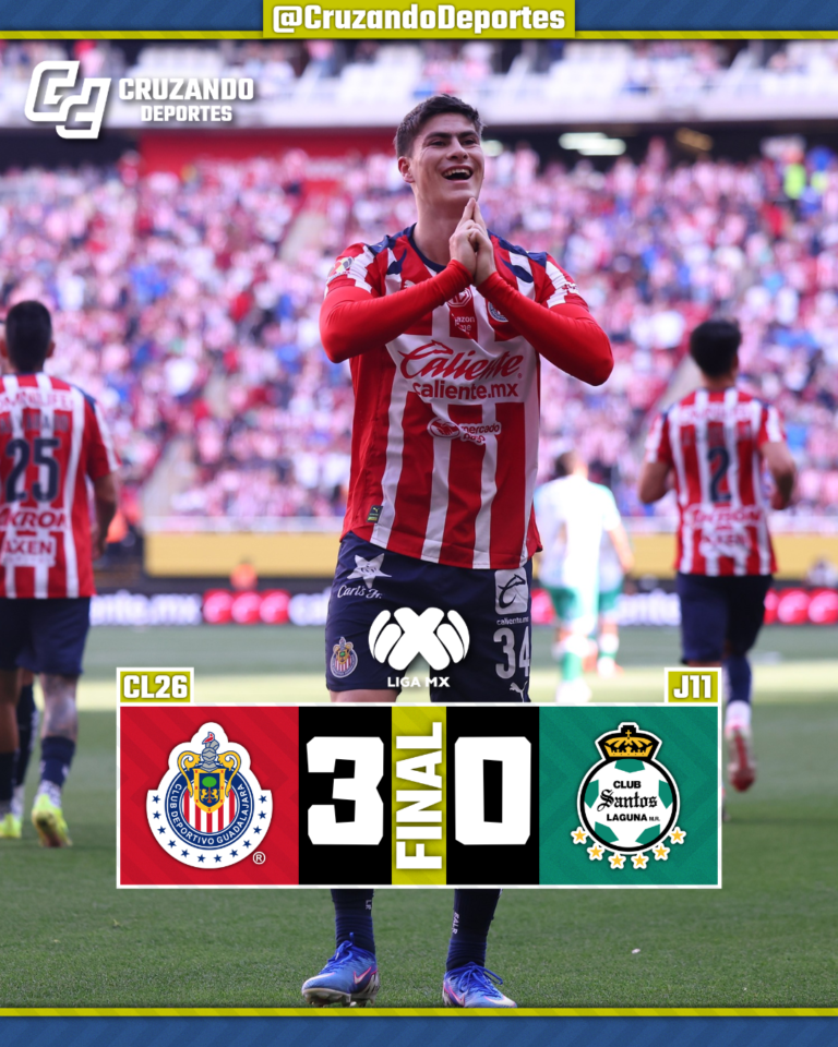 Chivas golea a Santos y se mantiene en la pelea por el liderato del Clausura 2026